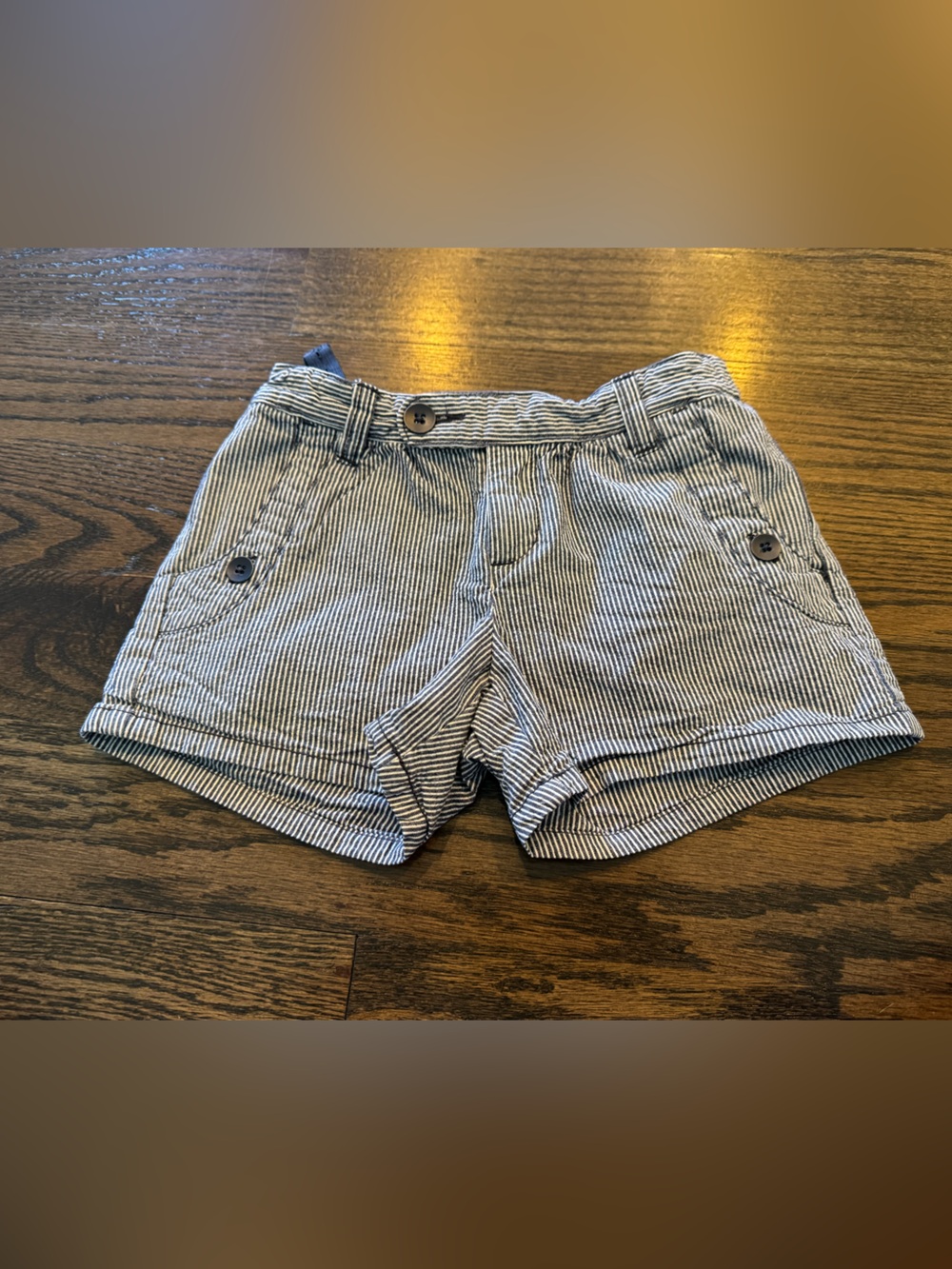 GAP Navy and White Striped Jean Shorts